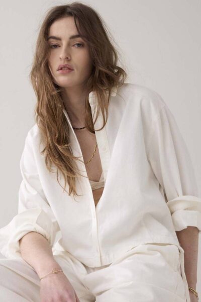 Blouse denim light white cotton twill Summum