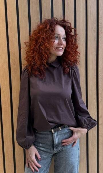 Sanna drawstring blouse dark brown Co’Couture