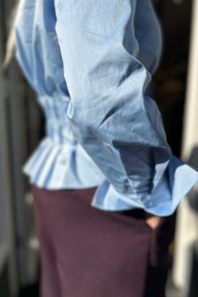 Poppy pleat waist shirt pale blue Co’Couture