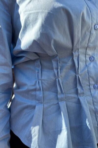 Poppy pleat waist shirt pale blue Co’Couture
