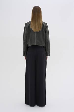 GiloMW leather short blazer medium grey MEW