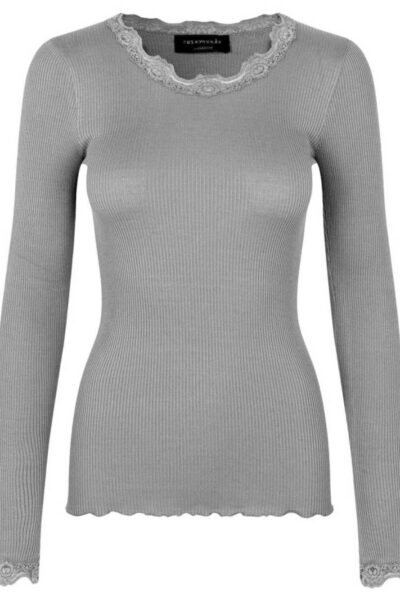 Babette ls lace t-shirt light grey mel. Rosemunde