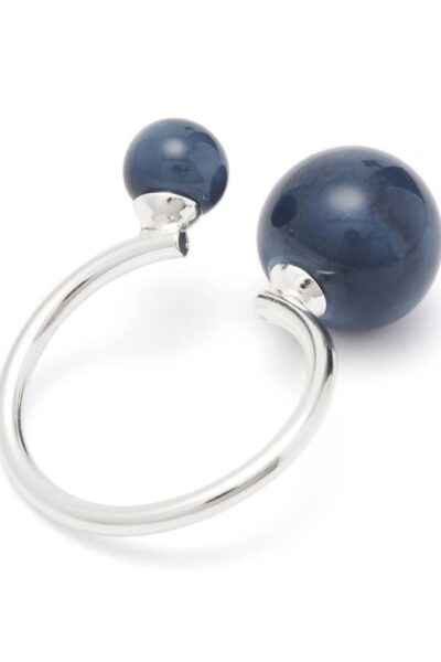 Ring 2 pearls adj silver blue louise
