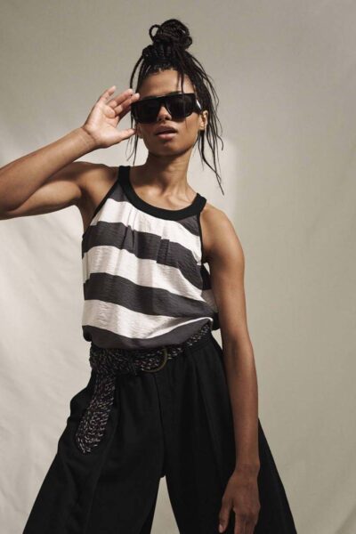 Halter top stripes white/brownisch grey 10 DAYS