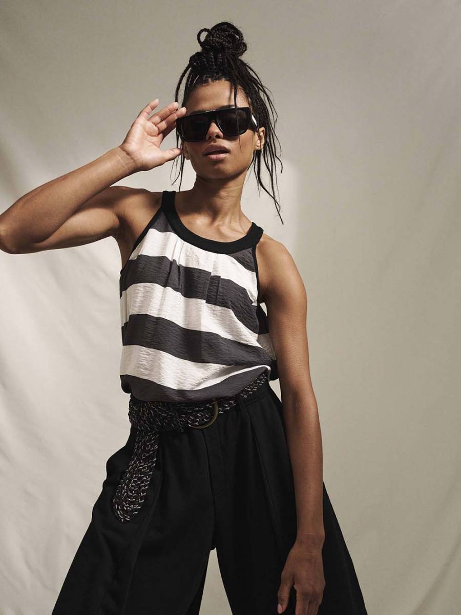 Halter top stripes white/brownisch grey 10 DAYS