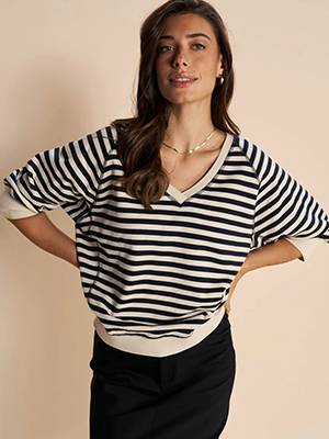 Maggie stripe sweatshirt salute navy Mos Mosh