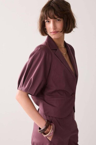 Blazer cotton stretch deep fig Summum