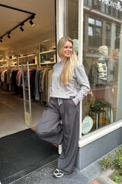 Michelle tailor tie tall pant dark grey L’Amitie