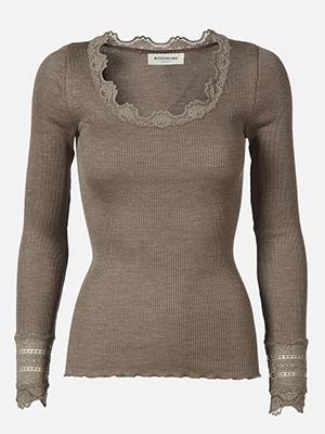 Benita silk t-shirt brown melange Rosemunde