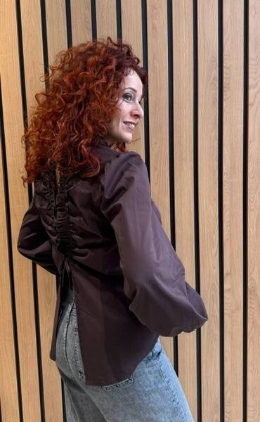Sanna drawstring blouse dark brown Co’Couture