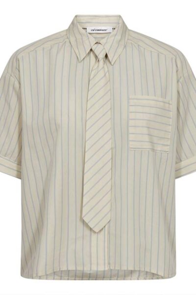 Simo stripe ss tie shirt pale yellow Co’Couture