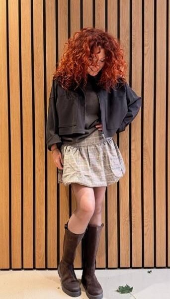 Claudine balloon mini skirt walnut Co’Couture